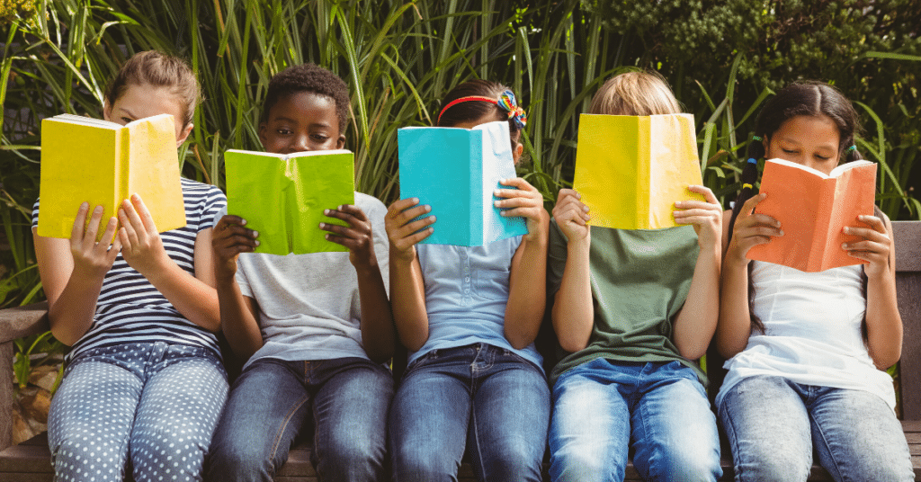 students reading books