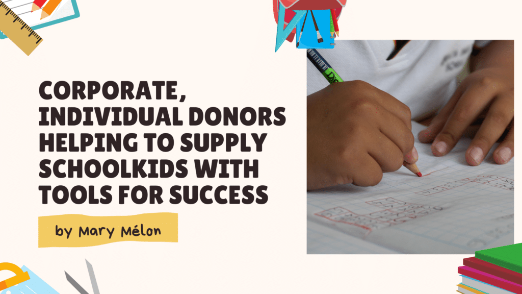 donors helping to supply school kids graphic