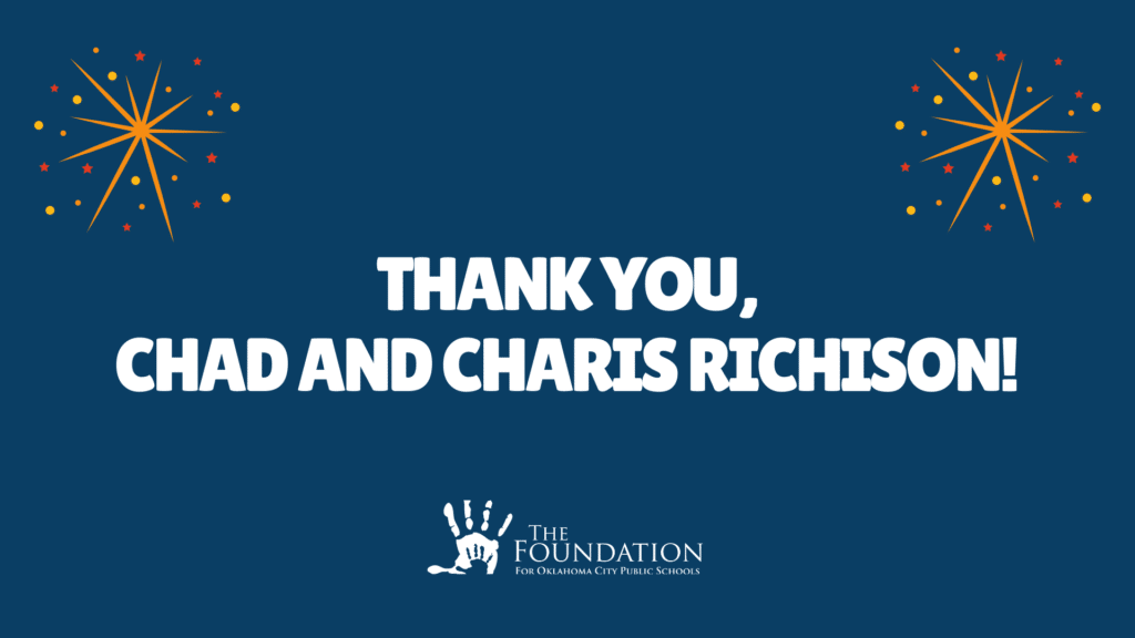 Graphic thanking Chad and Charis Richison