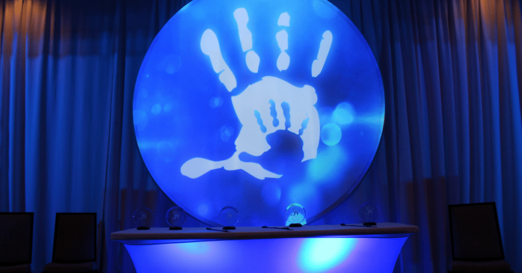 glow in the dark globe with handprint