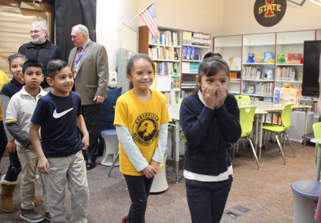 students walking in a line